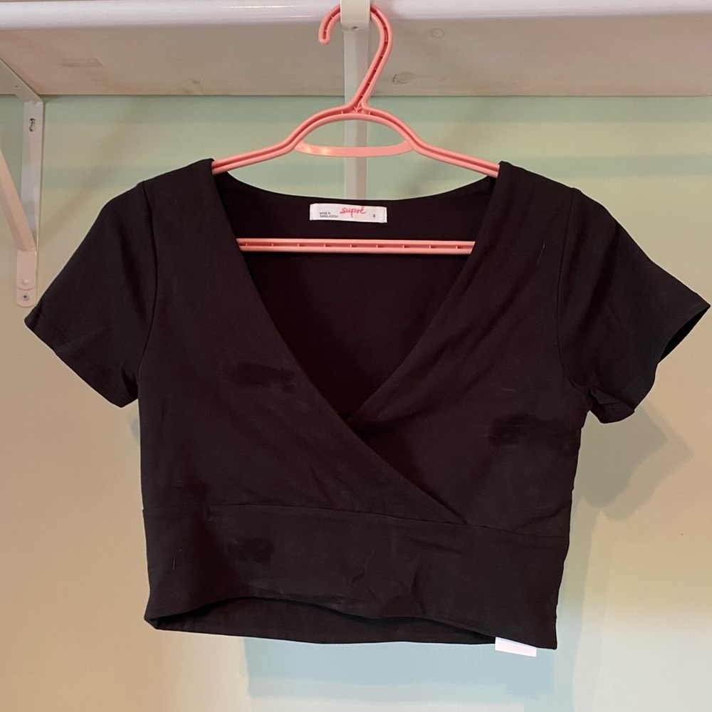 T-shirt col en V noir